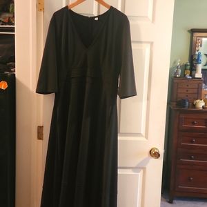 Pocket design black , V neck, half sleeve dress